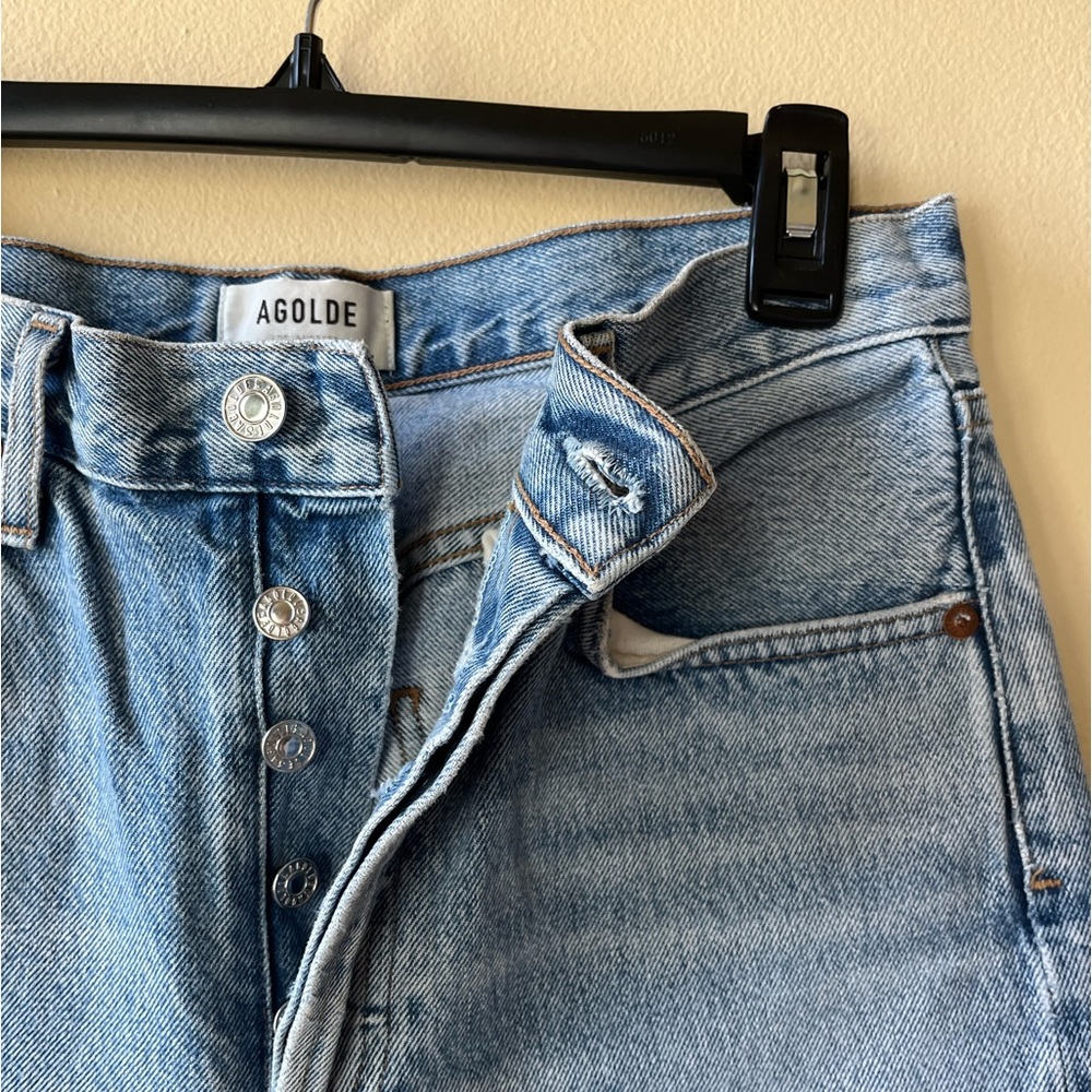 AGOLDE Riley High Rise Straight Crop Jeans Light Wash size 27